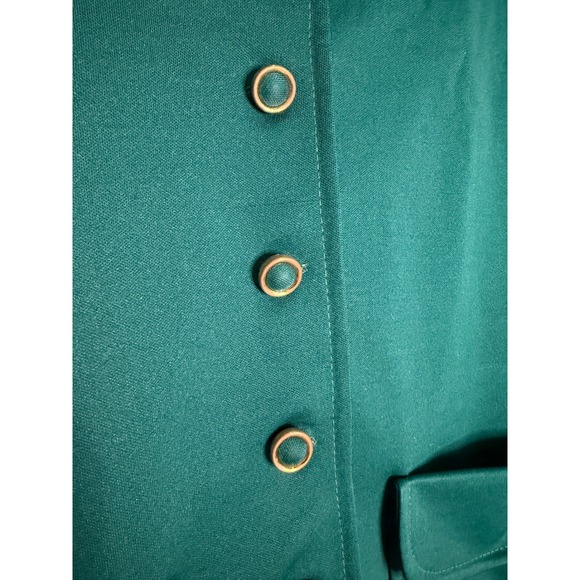 Vintage 70s Green Blazer Jacket Long Sleeve Button Front Pockets Coat Business - Picture 4 of 12